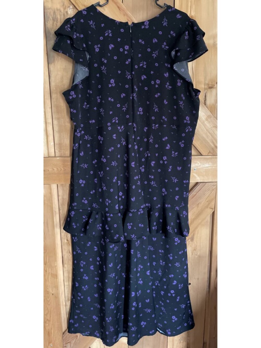 Old Navy Anna Sui Floral Dress Flutter Sleeve Ruffle Black Purple Whimsigoth, 3X - Picture 2 of 6
